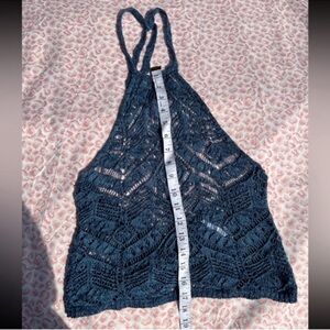 Say What? Teal Crochet Halter Top